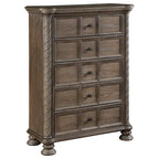 Commode haute classique marron à 5 tiroirs avec pieds boules - Usage unique