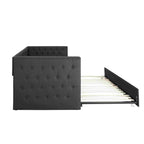 Lit de repos capitonné mi-siècle noir/marron avec 2 tiroirs - Siège simple