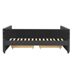Lit de repos capitonné mi-siècle noir/marron avec 2 tiroirs - Siège simple