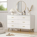 Commode cannelée noire/blanche à 6 tiroirs avec poignées dorées - Usage unique