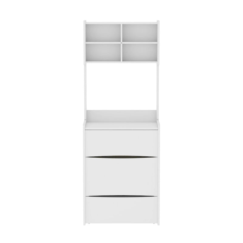 Coiffeuse noire/blanche avec miroir LED rabattable et tabouret rembourré - Usage unique