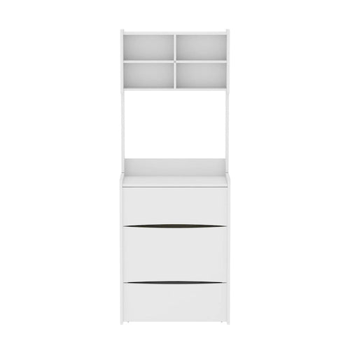 Coiffeuse noire/blanche avec miroir LED rabattable et tabouret rembourré - Usage unique