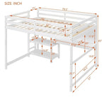 Lit mezzanine gris/blanc en pin avec étagères, bureau et tableau d'écriture – Usage unique