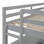 Lit mezzanine gris/blanc en pin avec étagères, bureau et tableau d'écriture – Usage unique
