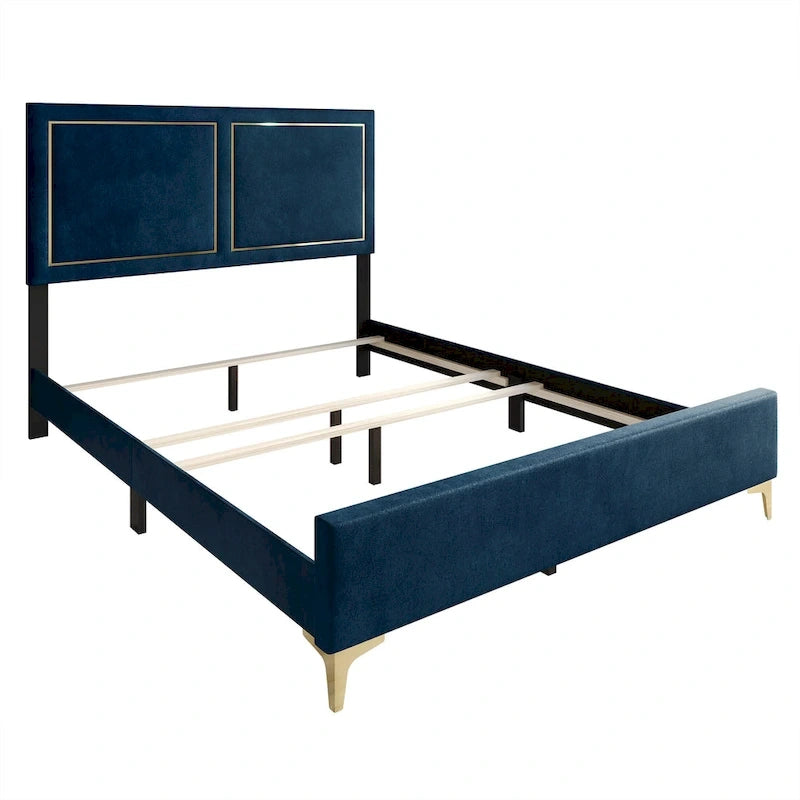 Lit rembourré en velours minimaliste CraftPorch