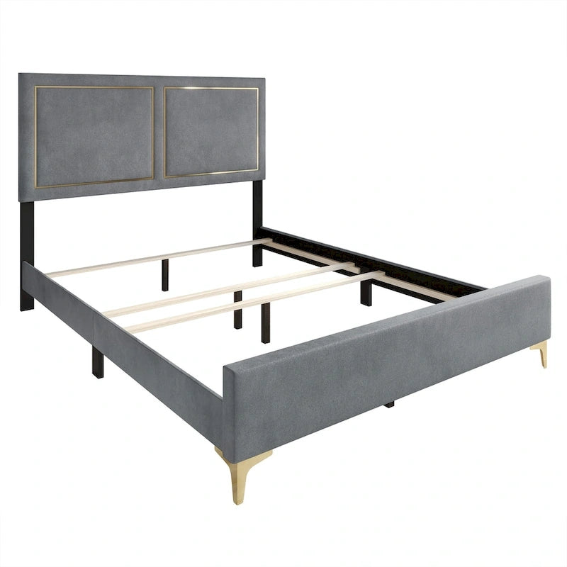 Lit rembourré en velours minimaliste CraftPorch