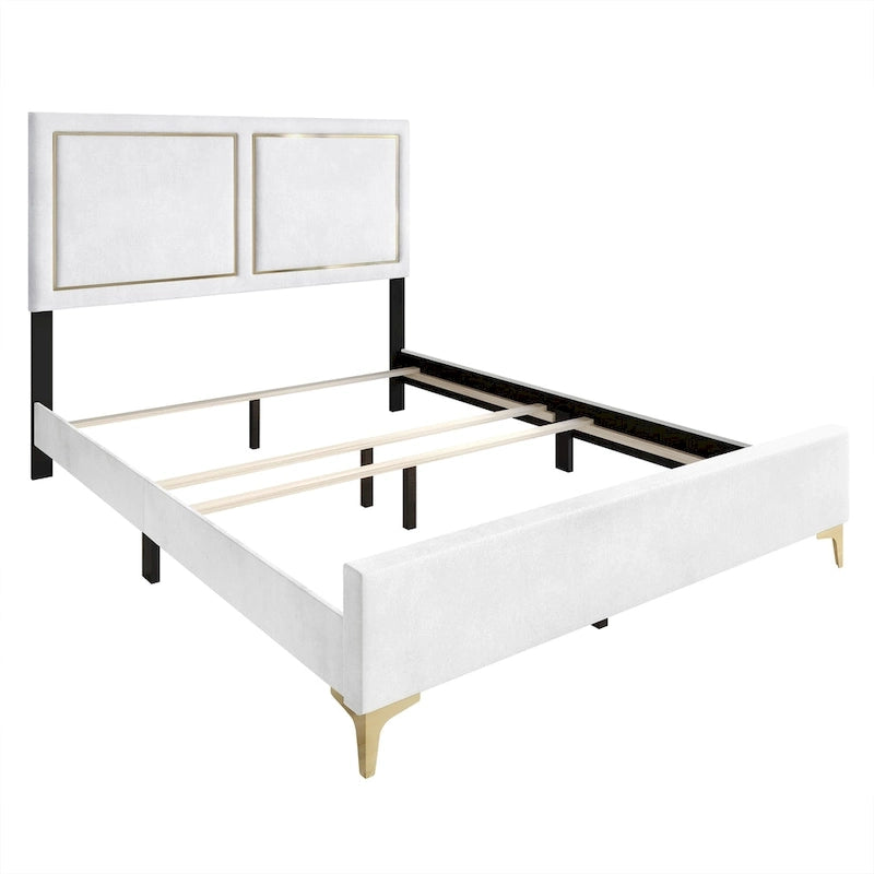 Lit rembourré en velours minimaliste CraftPorch