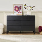 Commode 6 tiroirs en pin massif à plateau incurvé noir/marron – Usage unique