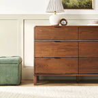 Commode 6 tiroirs en pin massif à plateau incurvé noir/marron – Usage unique