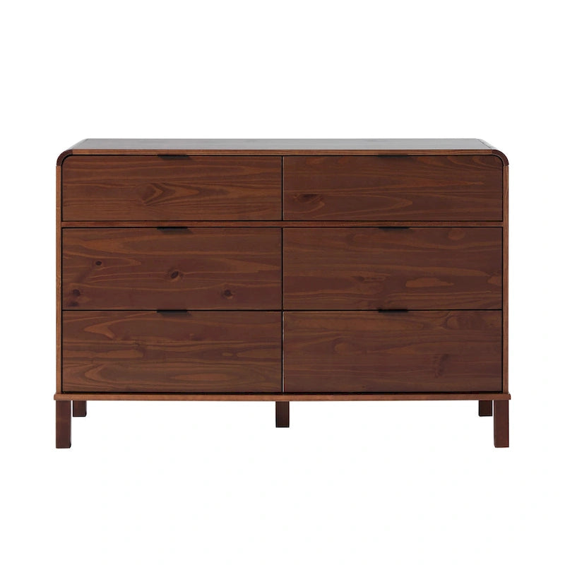Commode 6 tiroirs en pin massif à plateau incurvé noir/marron – Usage unique