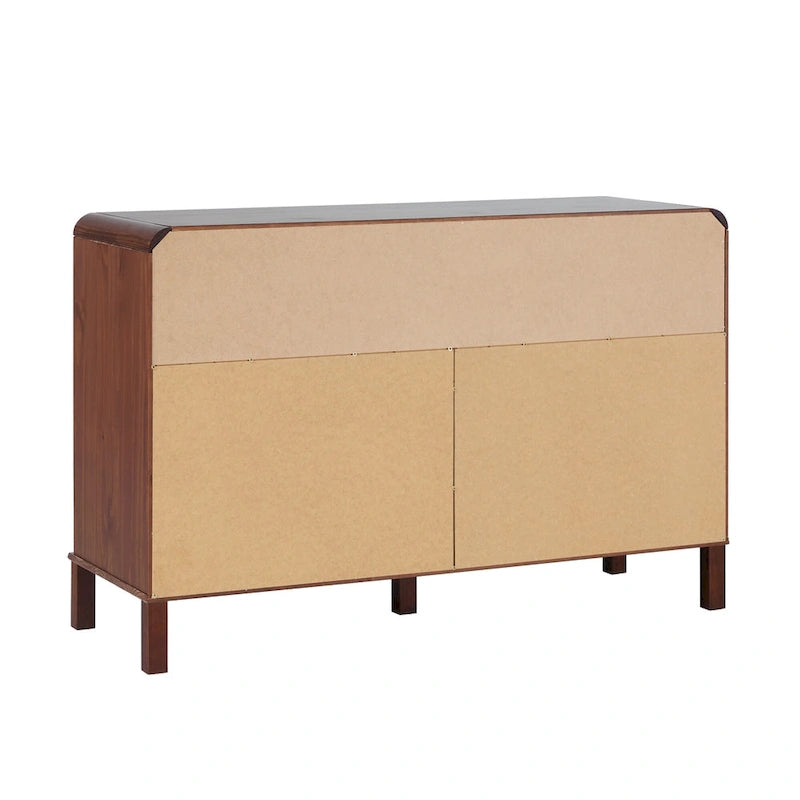 Commode 6 tiroirs en pin massif à plateau incurvé noir/marron – Usage unique