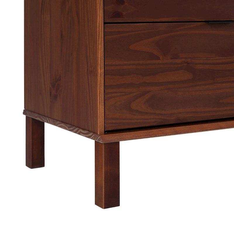 Commode 6 tiroirs en pin massif à plateau incurvé noir/marron – Usage unique