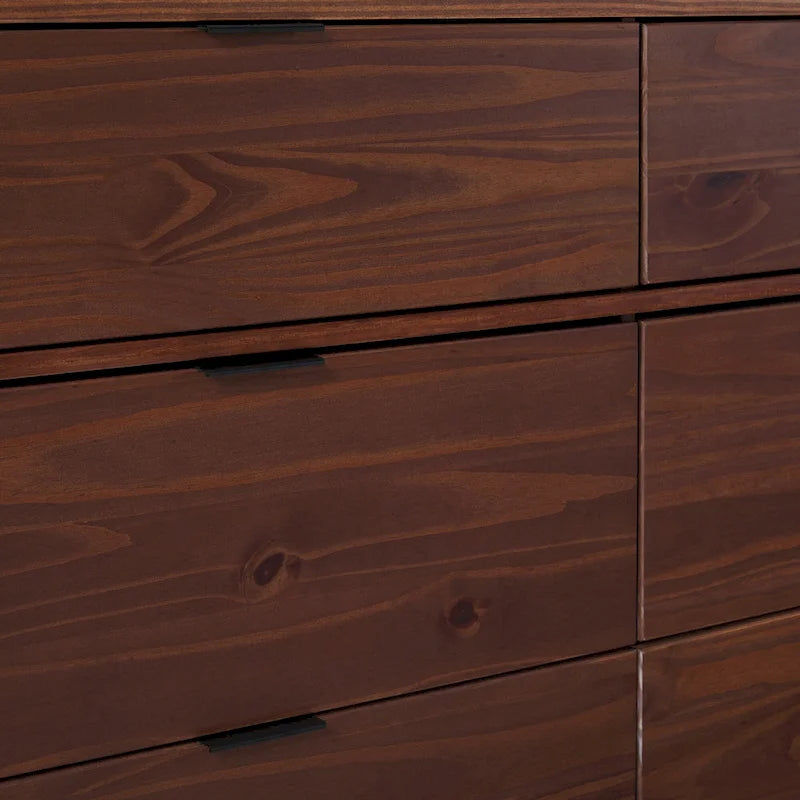 Commode 6 tiroirs en pin massif à plateau incurvé noir/marron – Usage unique