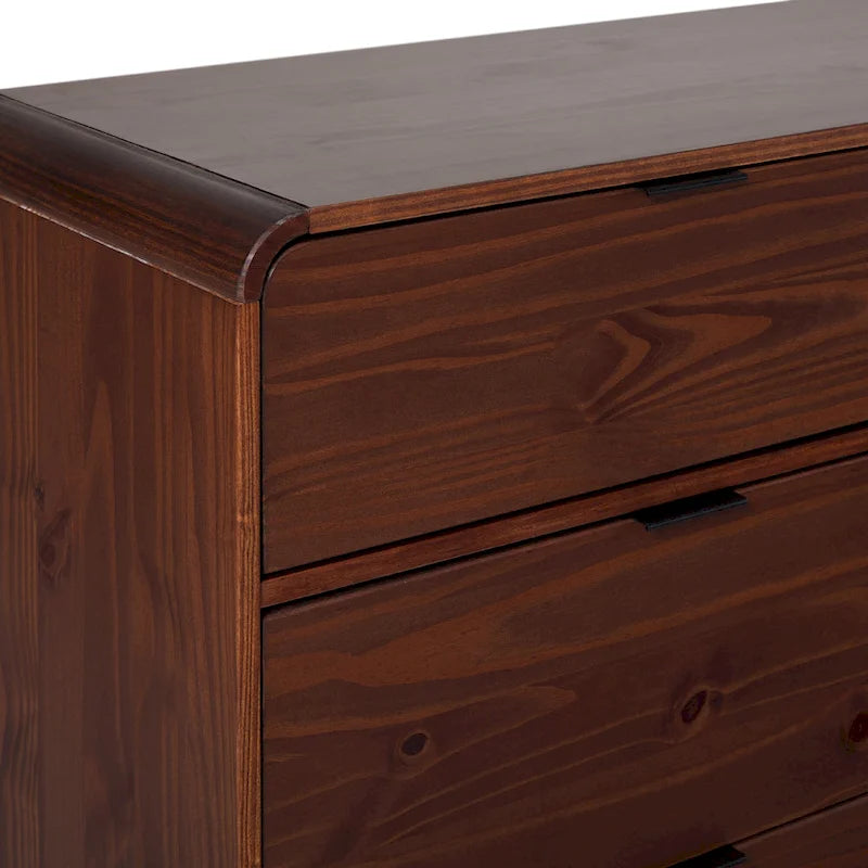 Commode 6 tiroirs en pin massif à plateau incurvé noir/marron – Usage unique