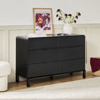 Commode 6 tiroirs en pin massif à plateau incurvé noir/marron – Usage unique