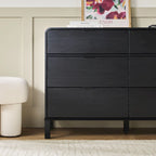 Commode 6 tiroirs en pin massif à plateau incurvé noir/marron – Usage unique