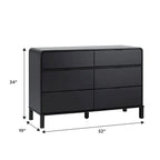Commode 6 tiroirs en pin massif à plateau incurvé noir/marron – Usage unique