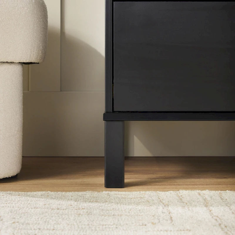 Commode 6 tiroirs en pin massif à plateau incurvé noir/marron – Usage unique