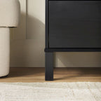Commode 6 tiroirs en pin massif à plateau incurvé noir/marron – Usage unique