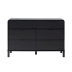 Commode 6 tiroirs en pin massif à plateau incurvé noir/marron – Usage unique