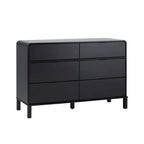 Commode 6 tiroirs en pin massif à plateau incurvé noir/marron – Usage unique