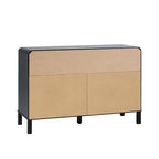 Commode 6 tiroirs en pin massif à plateau incurvé noir/marron – Usage unique
