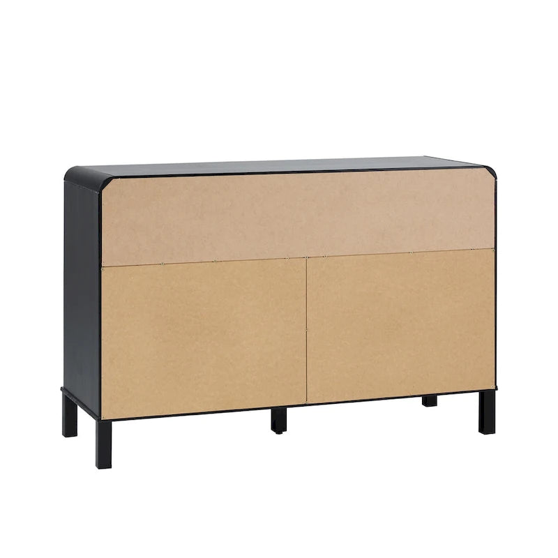 Commode 6 tiroirs en pin massif à plateau incurvé noir/marron – Usage unique