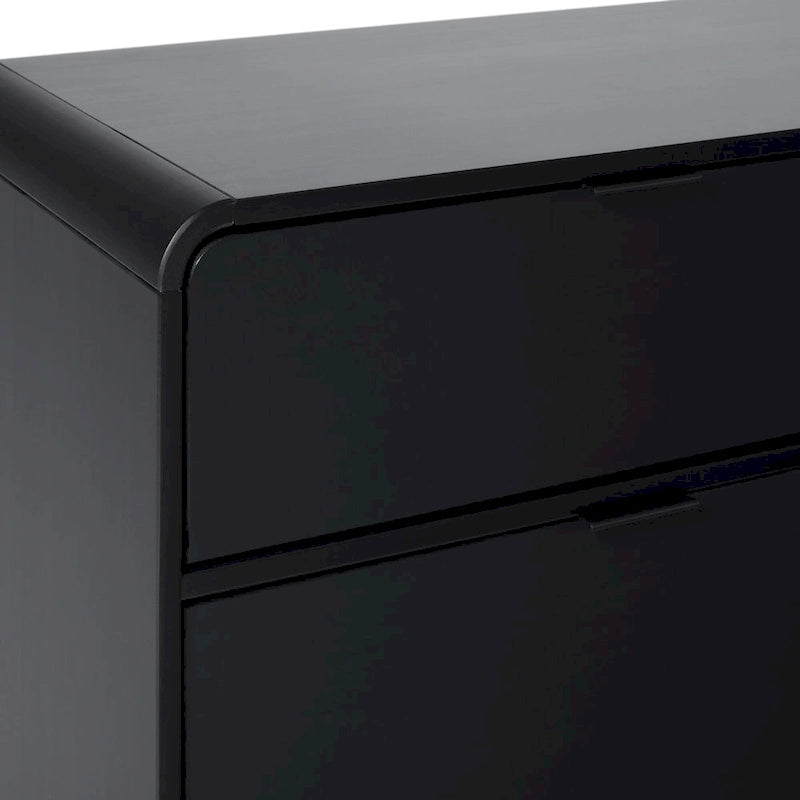 Commode 6 tiroirs en pin massif à plateau incurvé noir/marron – Usage unique