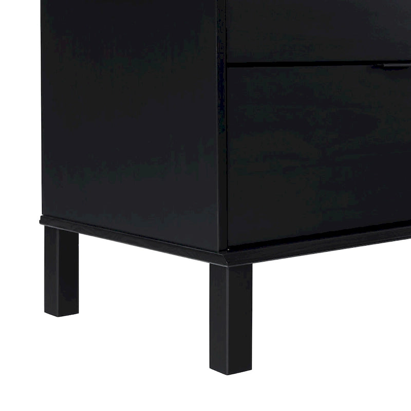 Commode 6 tiroirs en pin massif à plateau incurvé noir/marron – Usage unique