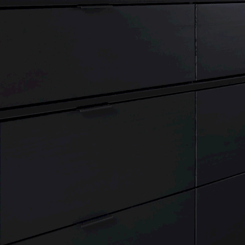 Commode 6 tiroirs en pin massif à plateau incurvé noir/marron – Usage unique