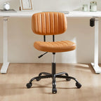 Chaise de bureau sans accoudoirs en cuir PU Gris / Marron / Blanc / Noir avec support lombaire et roulettes - Usage unique