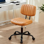 Chaise de bureau sans accoudoirs en cuir PU Gris / Marron / Blanc / Noir avec support lombaire et roulettes - Usage unique