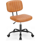 Chaise de bureau sans accoudoirs en cuir PU Gris / Marron / Blanc / Noir avec support lombaire et roulettes - Usage unique