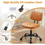 Chaise de bureau sans accoudoirs en cuir PU Gris / Marron / Blanc / Noir avec support lombaire et roulettes - Usage unique