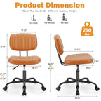 Chaise de bureau sans accoudoirs en cuir PU Gris / Marron / Blanc / Noir avec support lombaire et roulettes - Usage unique