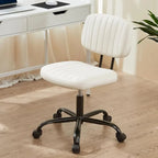 Chaise de bureau sans accoudoirs en cuir PU Gris / Marron / Blanc / Noir avec support lombaire et roulettes - Usage unique