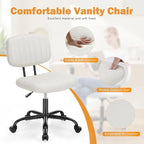Chaise de bureau sans accoudoirs en cuir PU Gris / Marron / Blanc / Noir avec support lombaire et roulettes - Usage unique