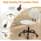 Chaise de bureau sans accoudoirs en cuir PU Gris / Marron / Blanc / Noir avec support lombaire et roulettes - Usage unique