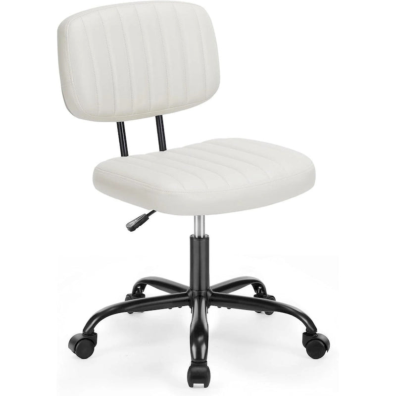 Chaise de bureau sans accoudoirs en cuir PU Gris / Marron / Blanc / Noir avec support lombaire et roulettes - Usage unique