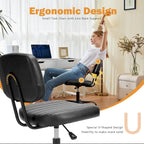 Chaise de bureau sans accoudoirs en cuir PU Gris / Marron / Blanc / Noir avec support lombaire et roulettes - Usage unique