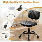 Chaise de bureau sans accoudoirs en cuir PU Gris / Marron / Blanc / Noir avec support lombaire et roulettes - Usage unique