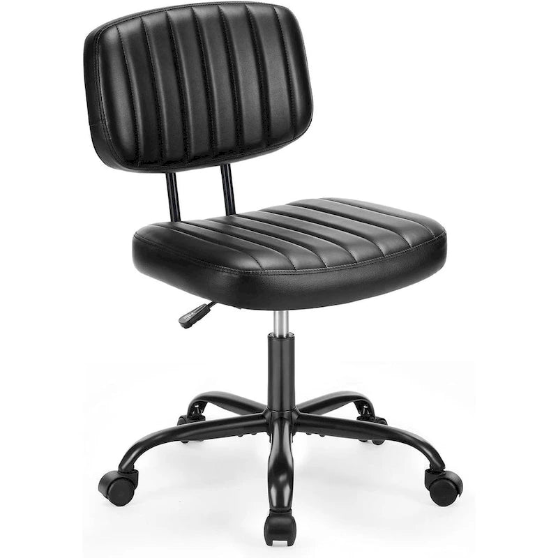 Chaise de bureau sans accoudoirs en cuir PU Gris / Marron / Blanc / Noir avec support lombaire et roulettes - Usage unique