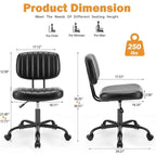 Chaise de bureau sans accoudoirs en cuir PU Gris / Marron / Blanc / Noir avec support lombaire et roulettes - Usage unique