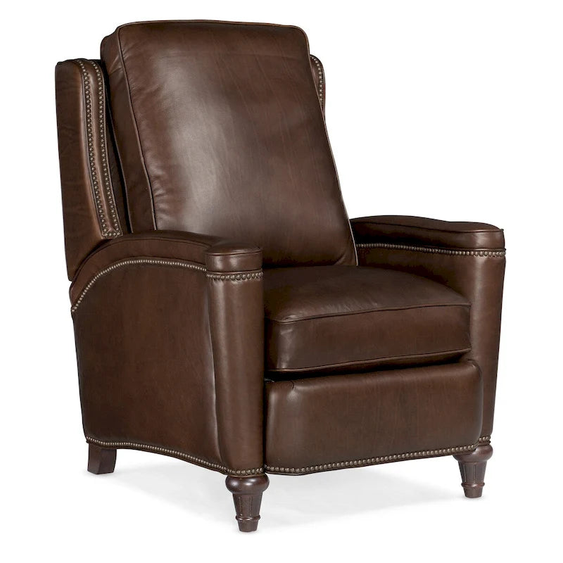 Fauteuil inclinable manuel en cuir pleine fleur Umber/Amande avec clous décoratifs – Usage unique