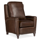 Fauteuil inclinable manuel en cuir pleine fleur Umber/Amande avec clous décoratifs – Usage unique