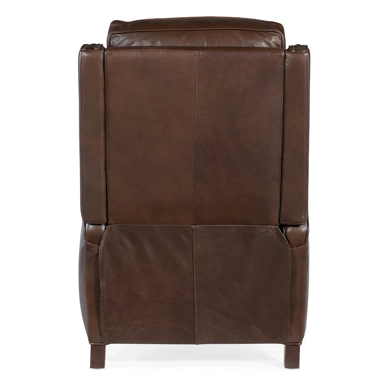 Fauteuil inclinable manuel en cuir pleine fleur Umber/Amande avec clous décoratifs – Usage unique
