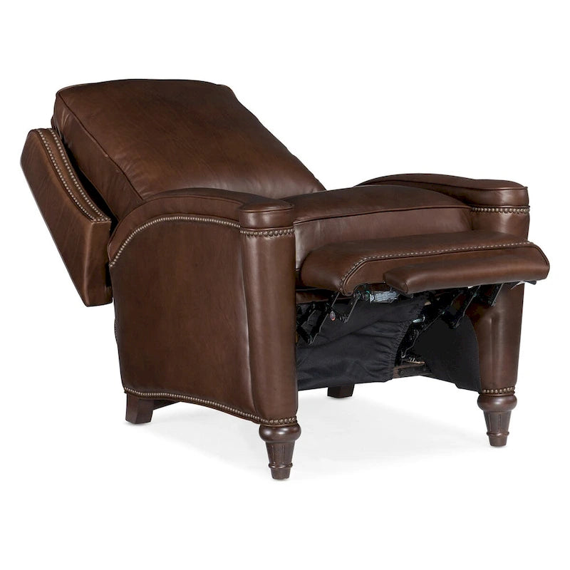 Fauteuil inclinable manuel en cuir pleine fleur Umber/Amande avec clous décoratifs – Usage unique
