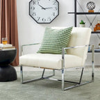 Fauteuil d'appoint capitonné en similicuir de style Mid-Century marron/noir/vert foncé/cadre jaune chromé/camel/crème/vert chasseur/bleu marine – usage unique