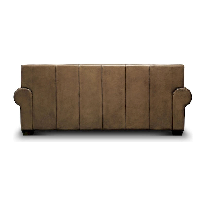 Canapé traditionnel en cuir pleine fleur tanné / taupe vieilli à la main – 3 places