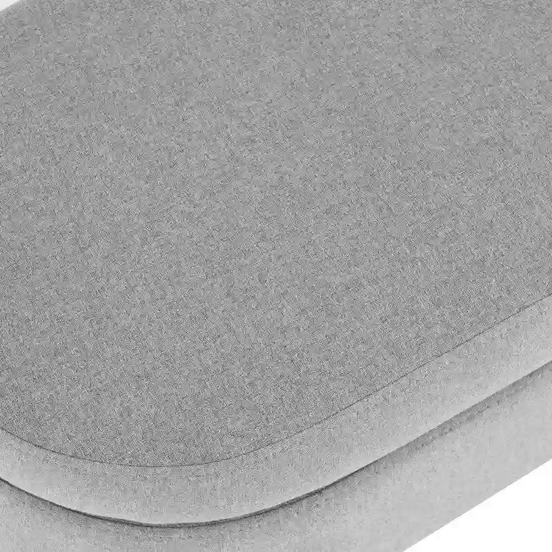 Banc de rangement capitonné en lin blanc/beige/gris avec pieds en bois massif - Utilisation unique